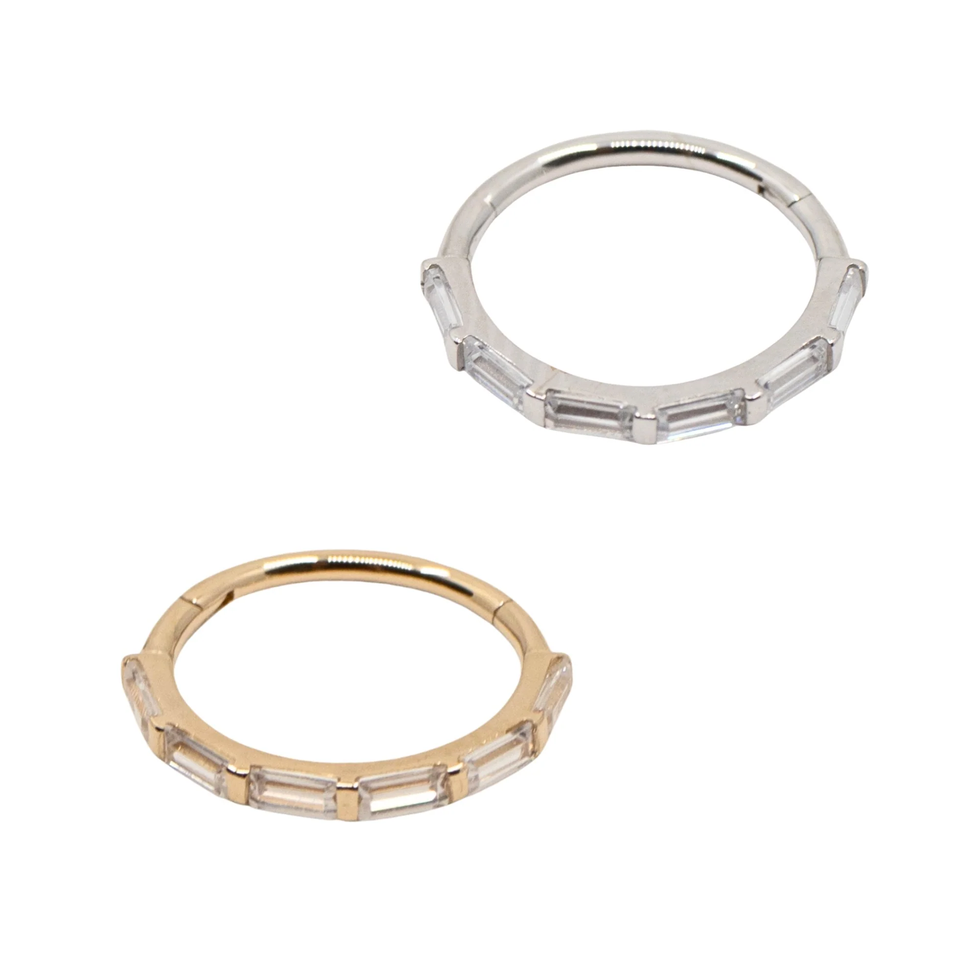 Baguette Crystal Clicker Hoop