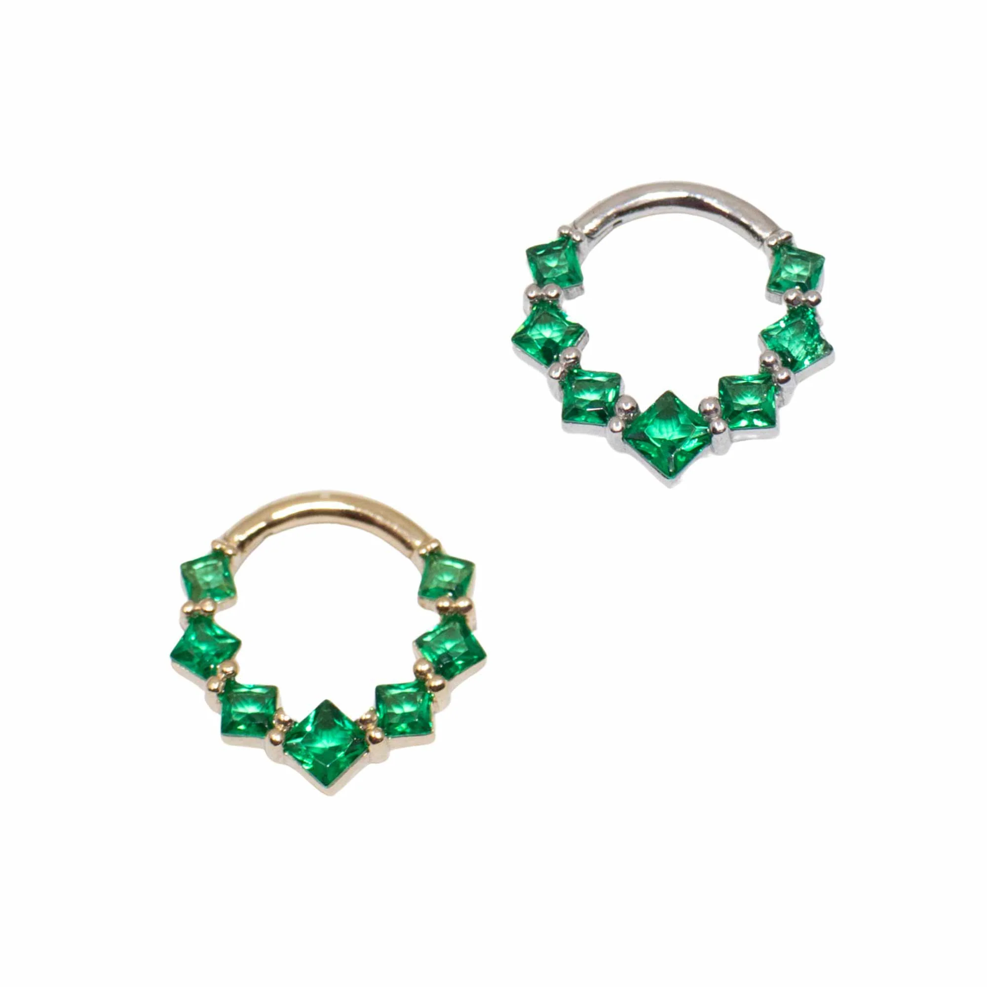 Emerald Crystal Daith Clicker Hoop