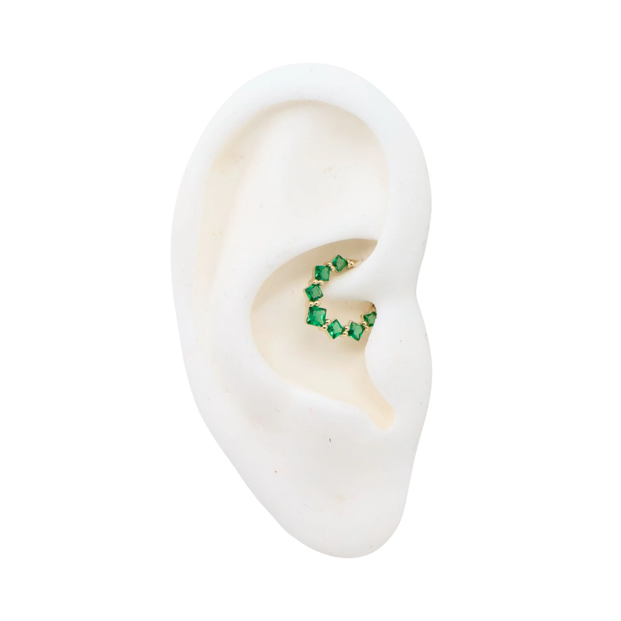 Emerald Crystal Daith Clicker Hoop - Image 3