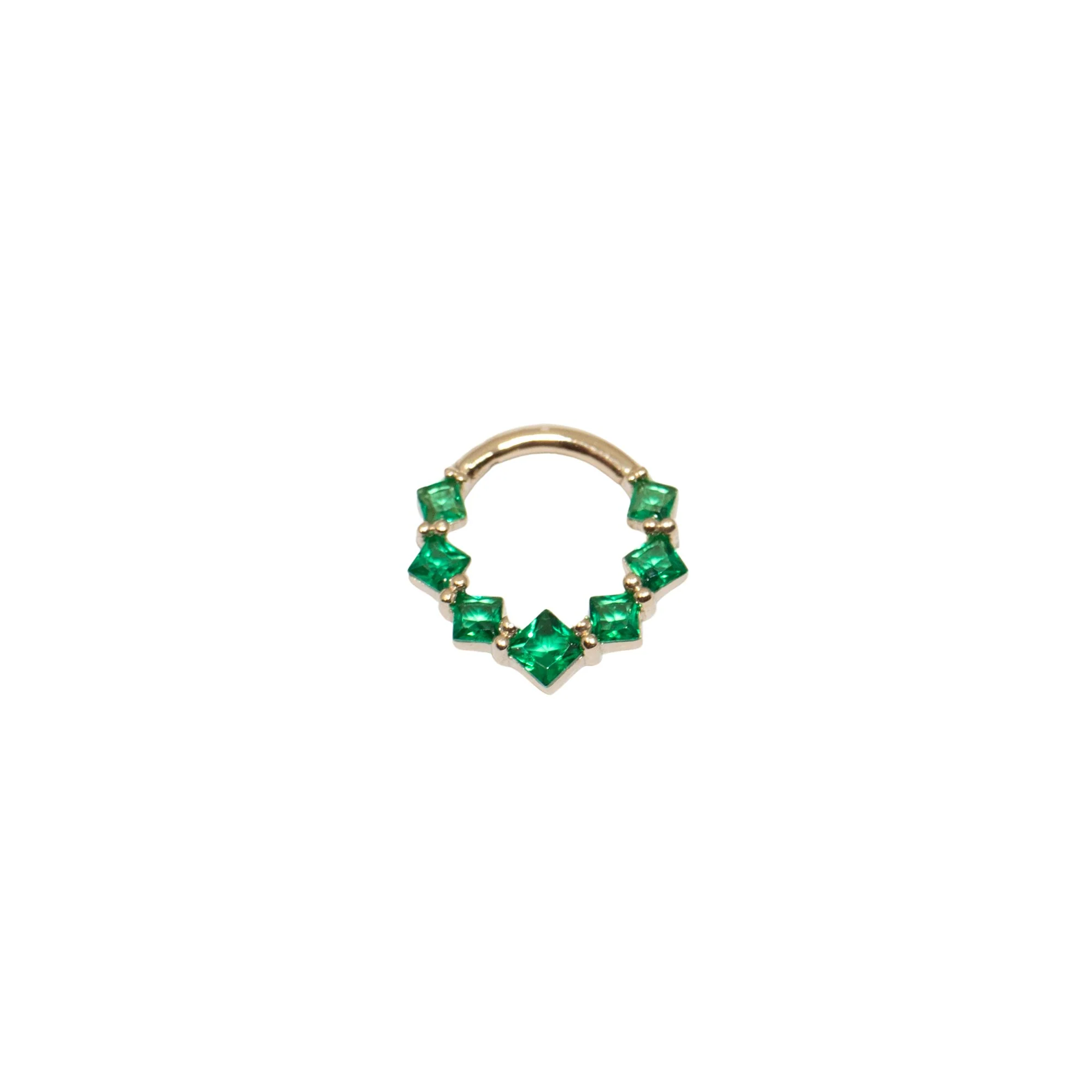 Emerald Crystal Daith Clicker Hoop - Image 4