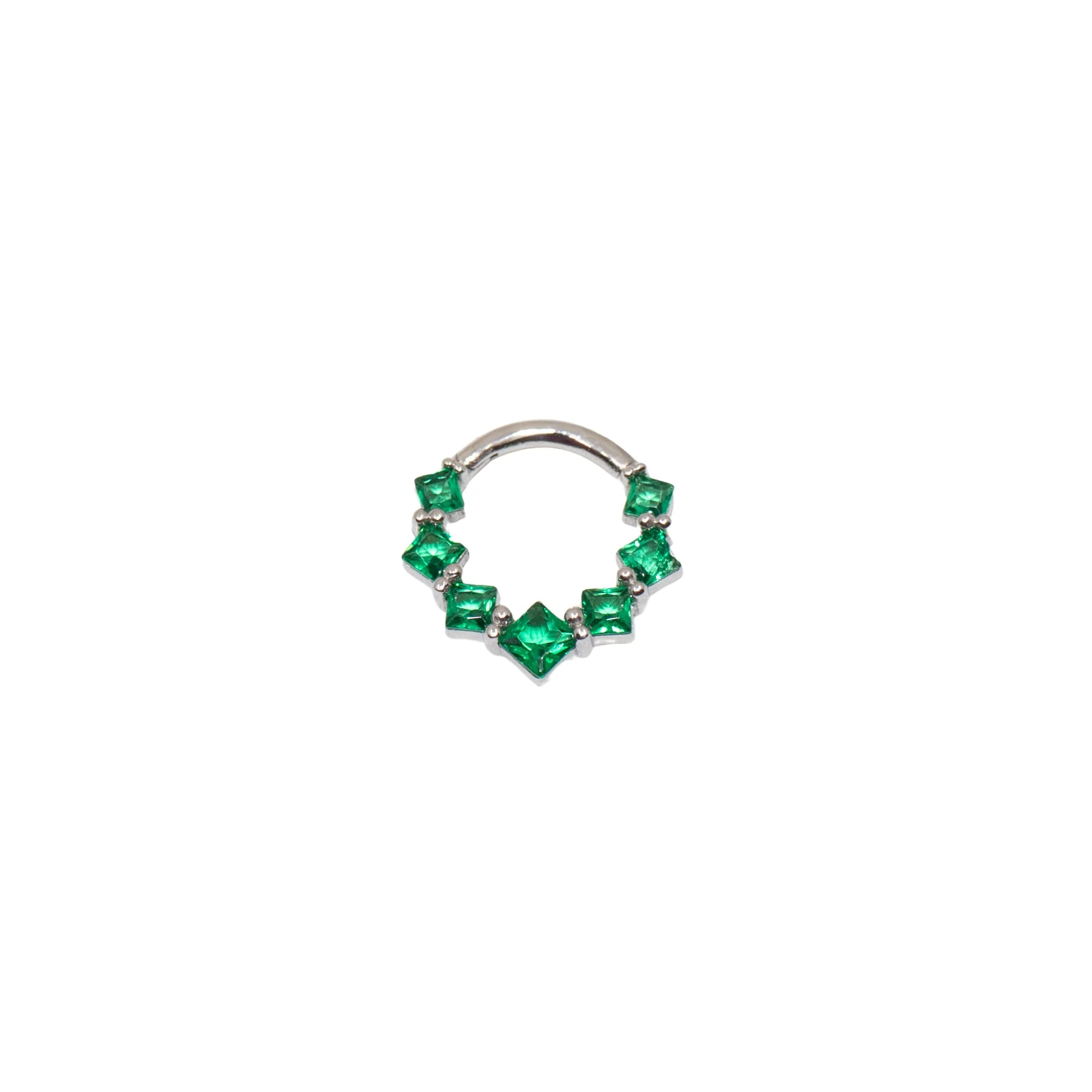 Emerald Crystal Daith Clicker Hoop - Image 5