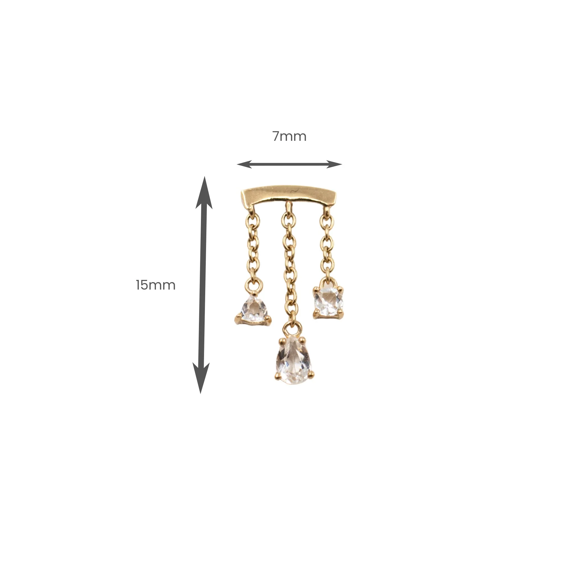 White Topaz Triple Chain Floating Helix Earring - Image 4