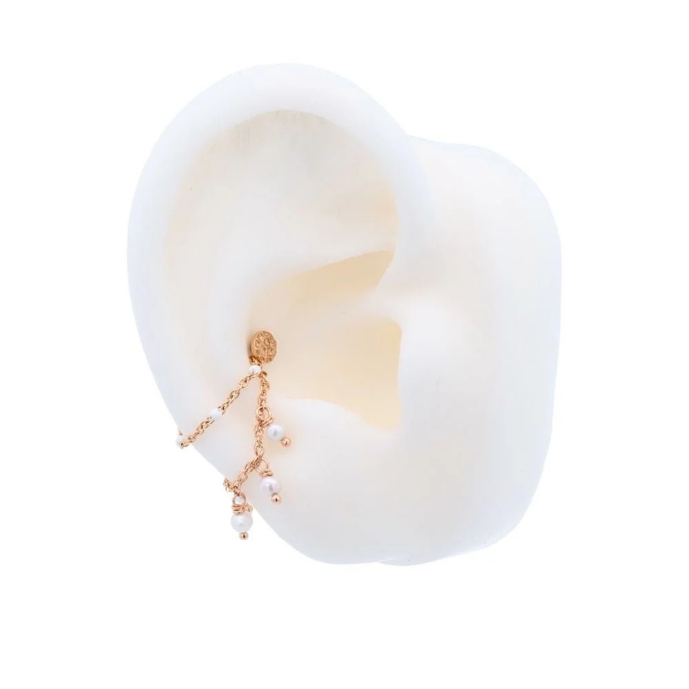 Double Pearl and White Enamel Chain Connector - Image 3