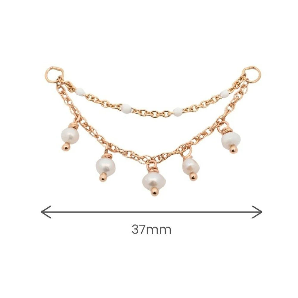 Double Pearl and White Enamel Chain Connector - Image 4