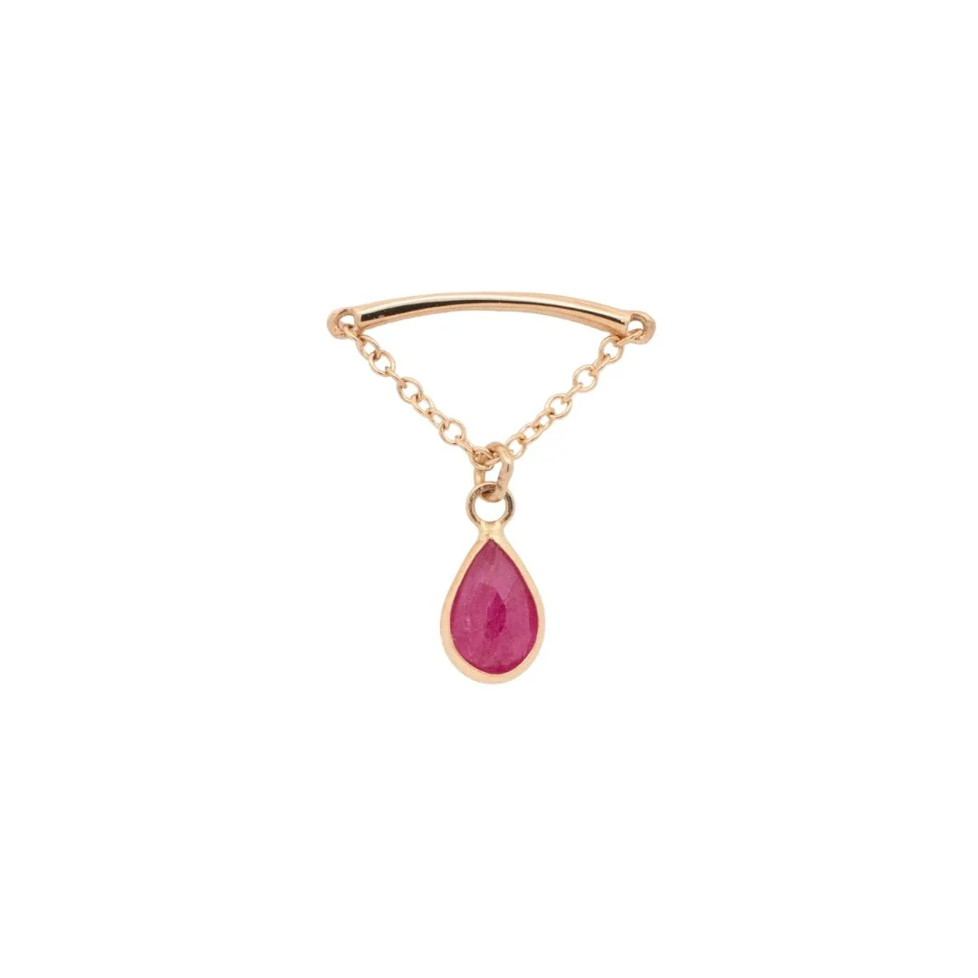 Teardrop Gemstone Floating Helix Earring - Image 10