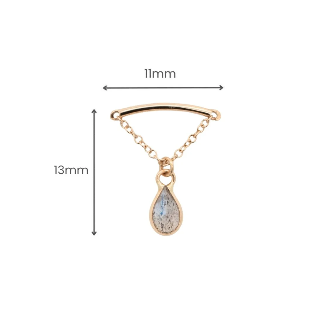 Teardrop Gemstone Floating Helix Earring - Image 3