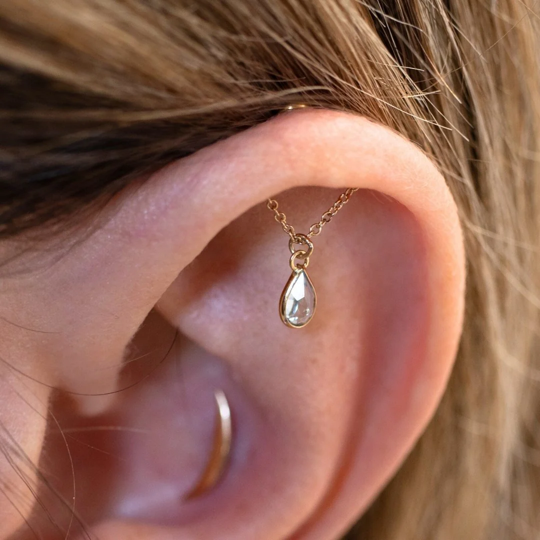 Teardrop Gemstone Floating Helix Earring - Image 6